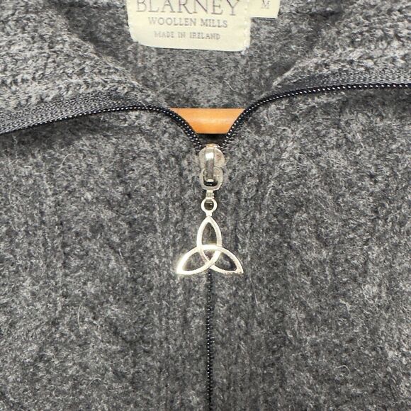 Blarney Woolen Mills Medium cardigan Cable Knit Made In Ireland 100% Wool - Picture 4 of 5